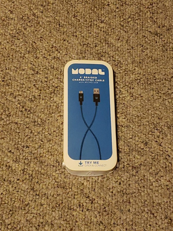 Modal 4′ Cable Connector Gray/Black Braided Charge Sync Micro USB