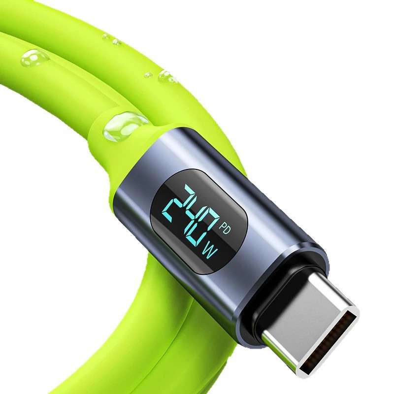 100W 240W USB C to USB C Fast Charging Cable LED Display Silicone Data Cord gallery
