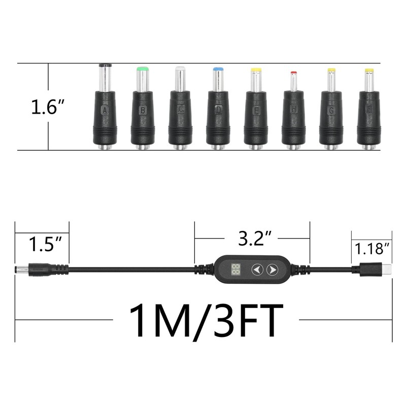 PD USB to DC Power Cord 3FT, USB to DC 5.5mm x 2.5mm Adapter Cable 5V/9V/12V/... gallery