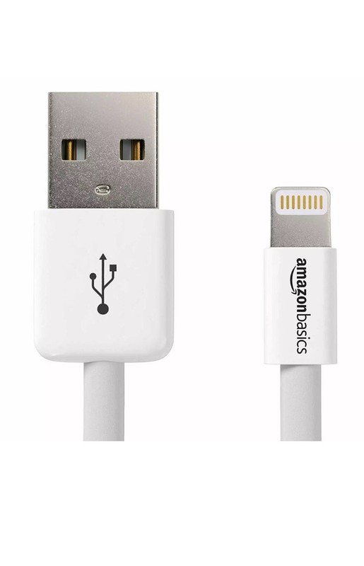 AmazonBasics Lightning to USB-A Cable – Apple MFi Certified – 3 Ft- WHITE