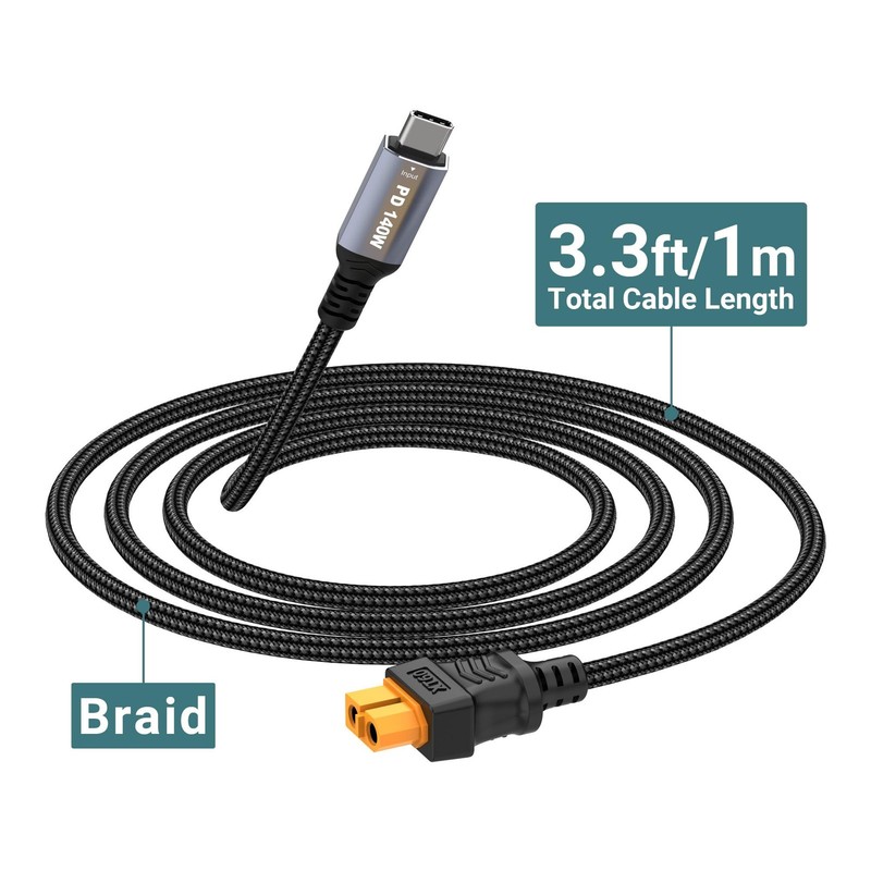 3.3ft USB C to XT60 Adapter Cable SC100 Protocol Type-C Male to XT60 Female F... gallery