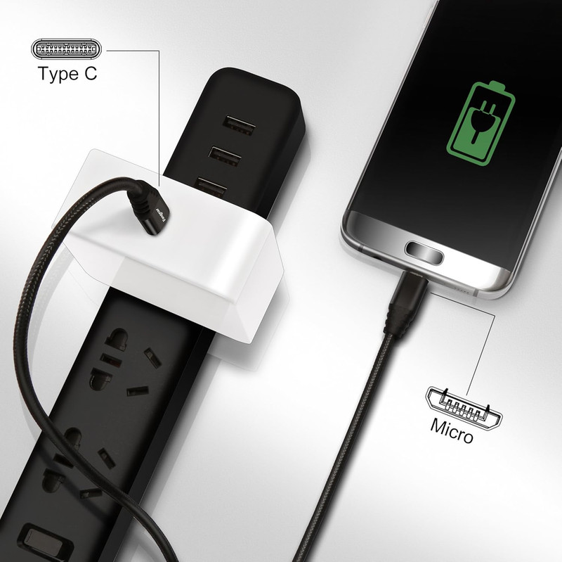 USB C to Micro USB Cable 6Ft Nylon Braided Type C to Micro USB Cord Compatible w gallery