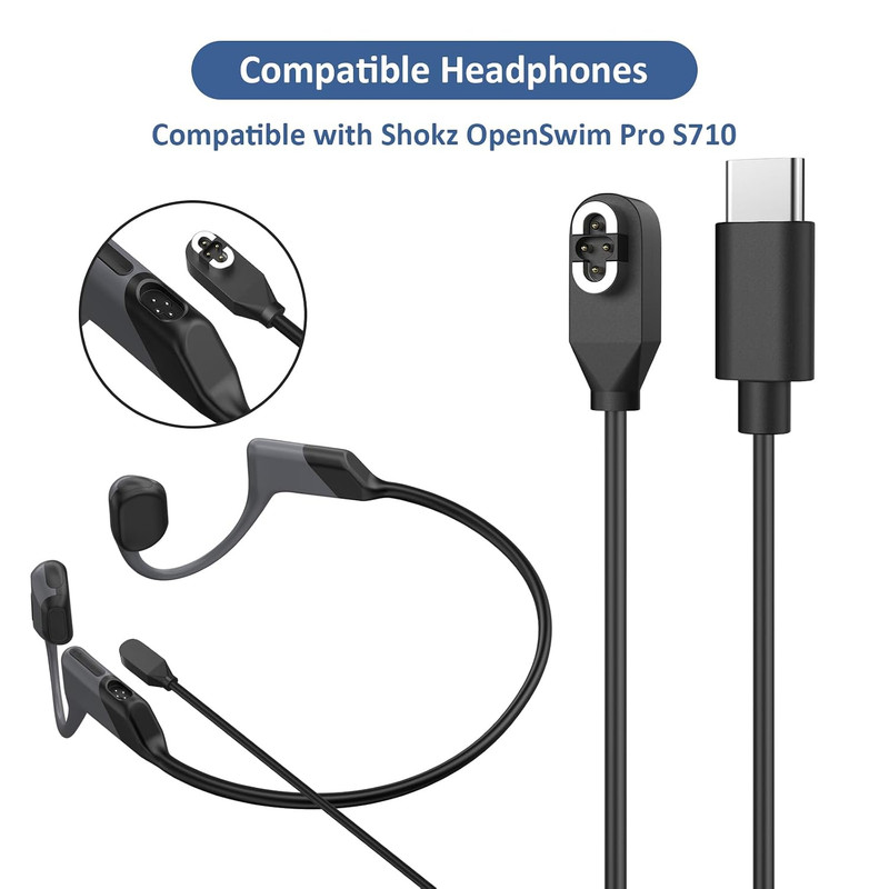 Charging Cable for Shokz Openswim Pro S710 Bone,Magnetic Charger for USB-C & USB gallery