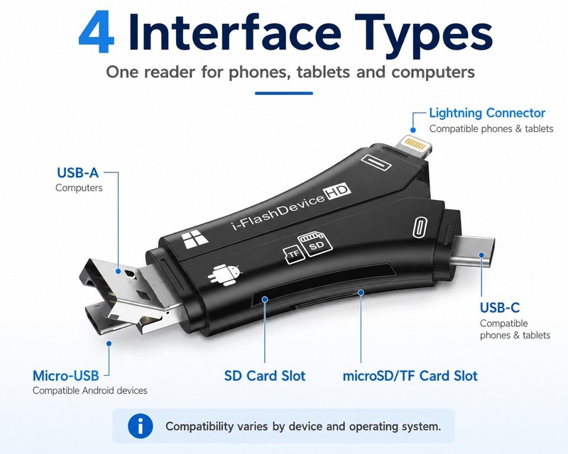 SD Card Reader USB Camera Adapter for iPhone 14 + Pro, Support Newest iOS 16 15+ gallery
