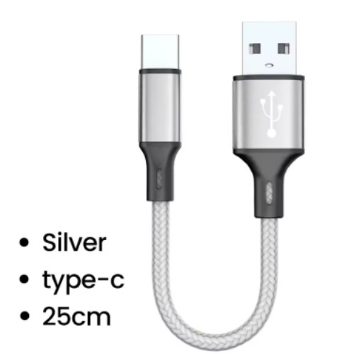 Short USB-C Fast Charging Cable 25cm | Type-C to USB-A Charger Cord for Android gallery