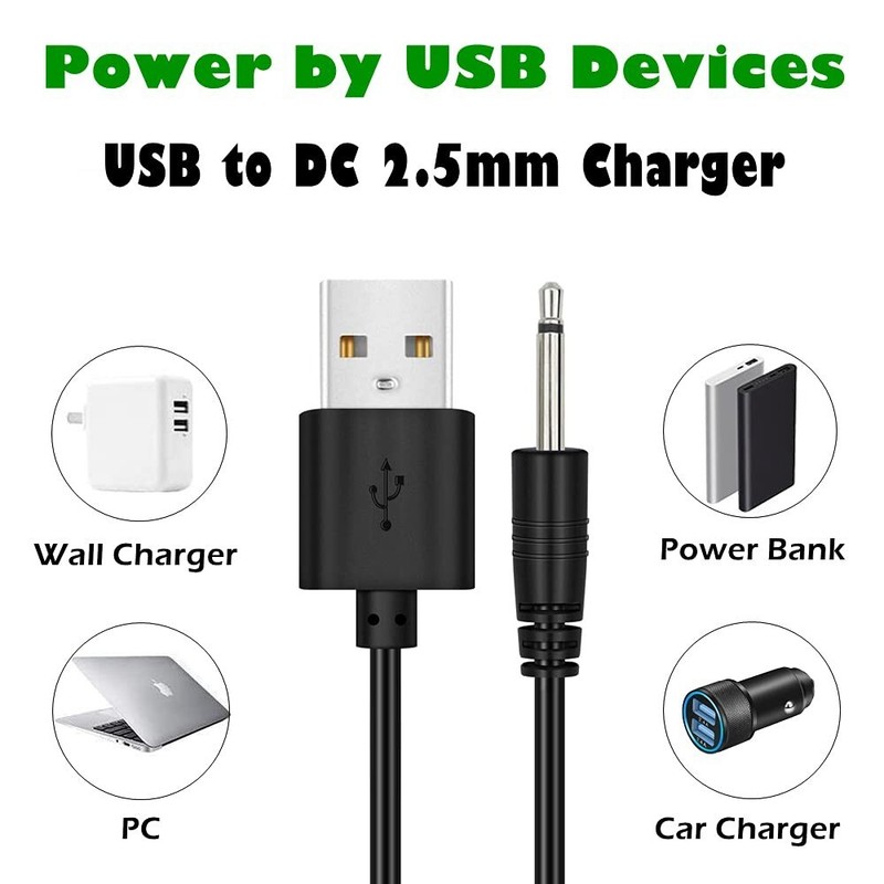 2pk 2.7ft Replacement DC Charging Cable, USB to DC 2.5mm Fast Charger Cord Adapt gallery