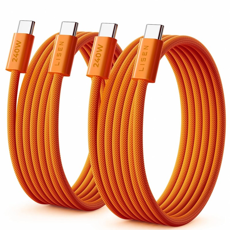 LISEN USB C to USB C Cable, 240W C to C Cable Fast Charging [6.6Ft, 2-Pack] Type