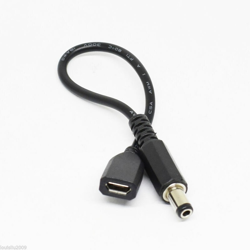 10pcs 5.5x2.5mm Male Plug to Micro 5pin USB Female Socket DC Power Adapter cable gallery