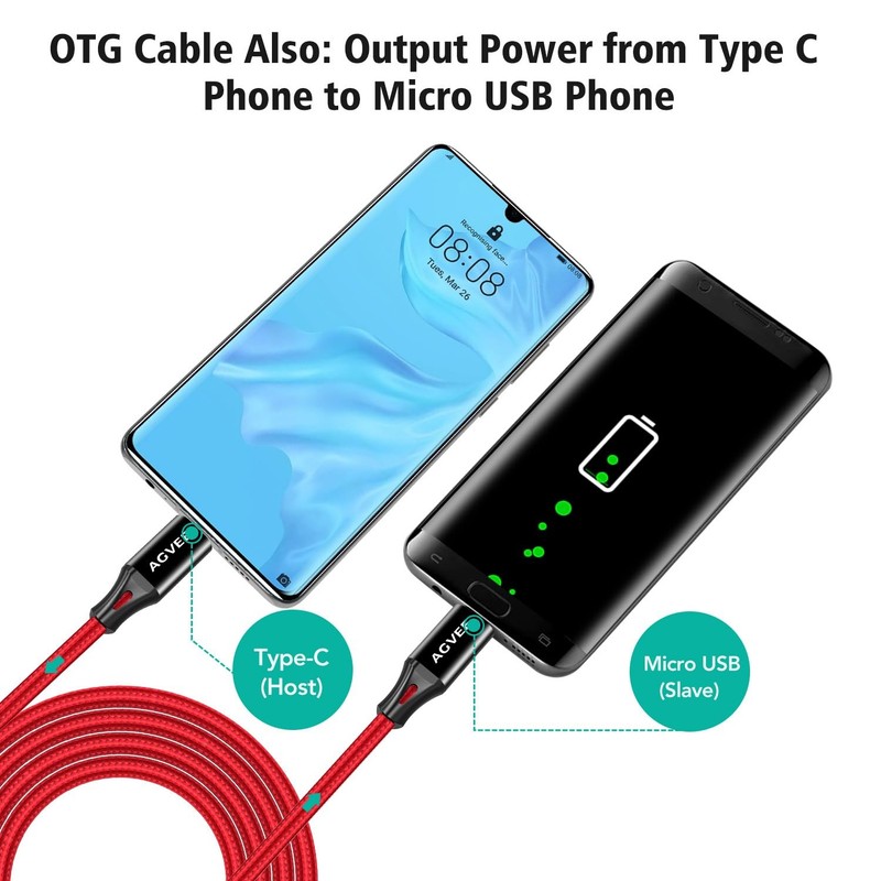 6.6ft USB C To Micro USB Cable Gold Plated Fast Charging Data Sync Cord gallery