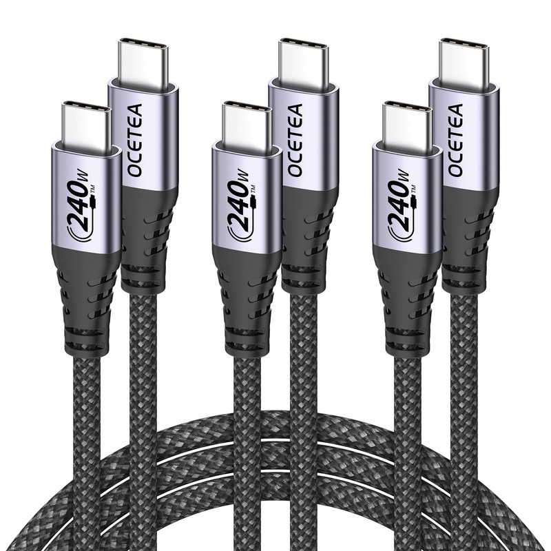 240W USB C to USB C Cable, 3-Pack (3.3ft+10ft+10ft) USBC to USBC Cable, Braid…