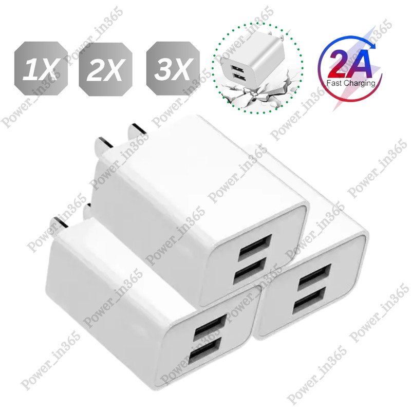 USB Fast Charger Block Dual Port Power Adapter Cube For iPhone 15 14 13 12 11 8