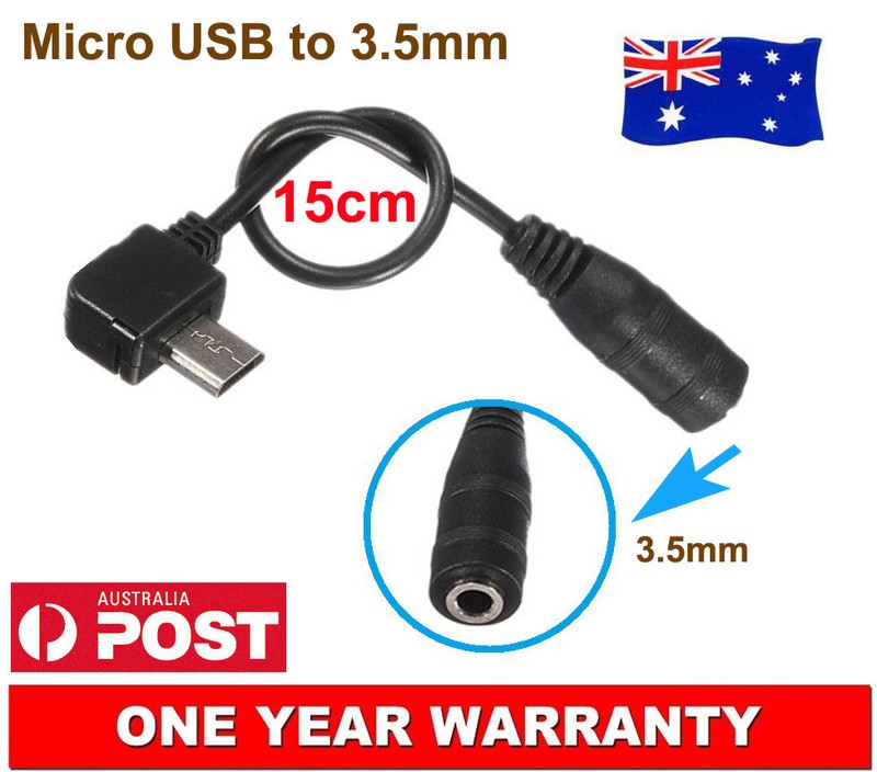 3.5mm AUX Audio Female Jack to Micro USB Male Adapter Converter Cable Charger AU