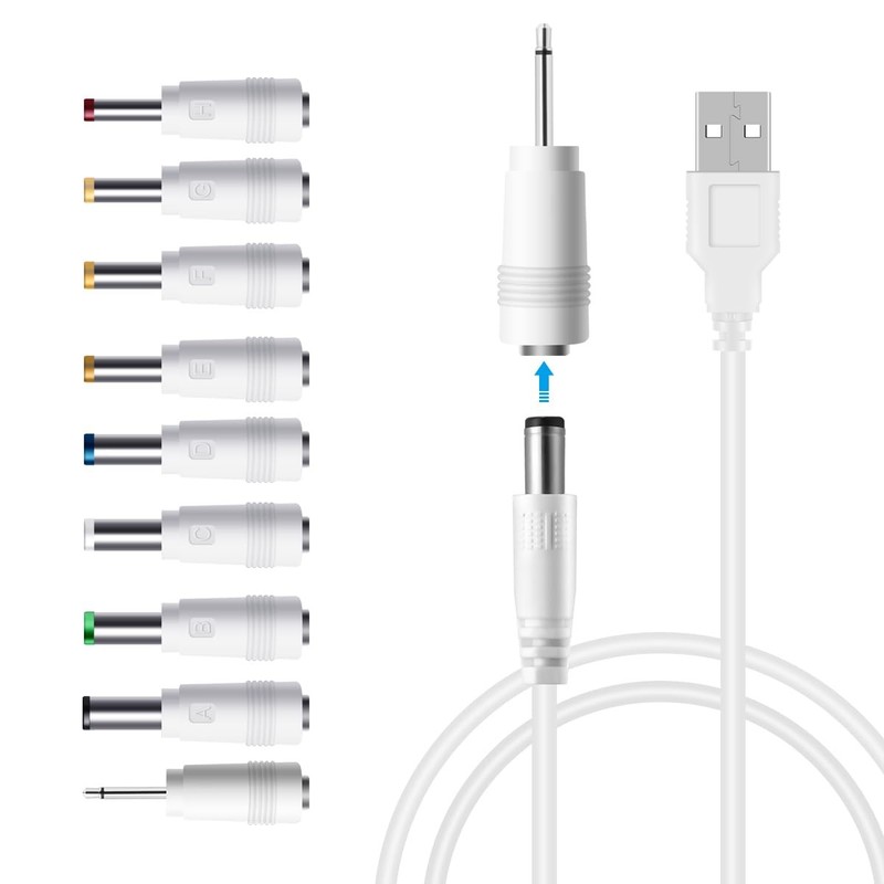 LANMU DC 5V Power Cord, USB to 5V DC Power Cable Charging Cord with 9 Adapter…