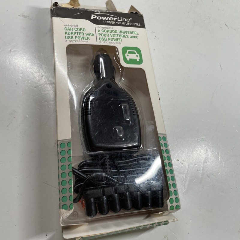 Power Line Universal Car Cord Adapter With USB Power B59 New Open Box
