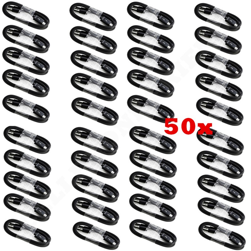 50x Micro USB Charger Data Sync Cable Braided Cord For Samsung Android LG BLACK