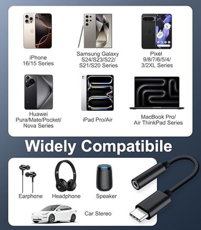 USB-C Type C Adapter Port to 3.5MM Aux Audio Jack Earphone Headphone Cable USB gallery