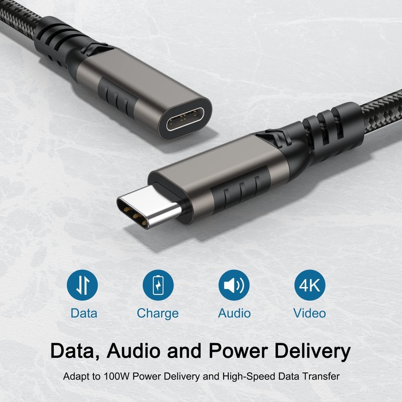 USB C Extension Cable 6.6ft USBC Male to Female Cord Support 4K Video Output,... gallery
