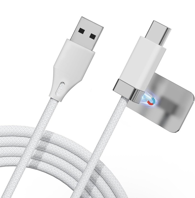 Magnetic StayCable USB-A to USB-C 27W Fast Charging Cable 1M White New