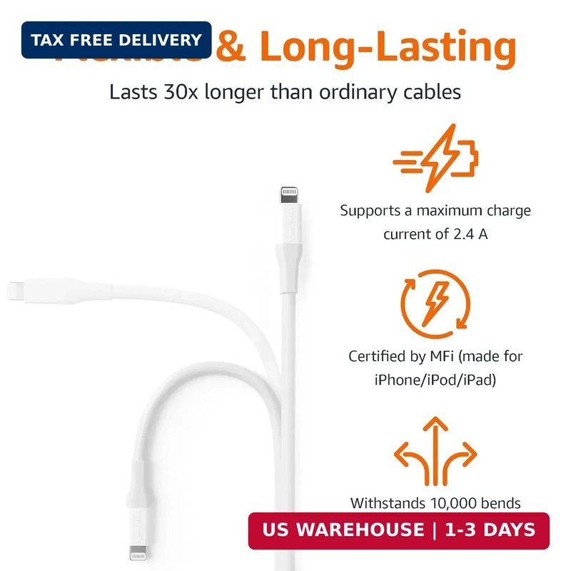 Amazon Basics MFi Certified USB-C to Lightning Fast Charging Cable, Power Delive gallery