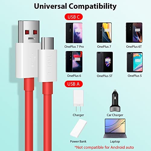 120W for Warp/Dash-Charge Cable for OnePlus 7 Pro 8 7T 6, 5V 4A Type C Cable gallery