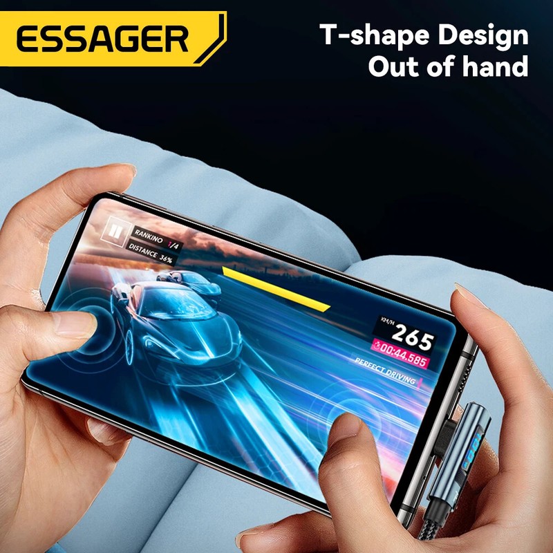 Essager 100W USB C Cable Fast Charge Digital Display Elbow USB A To Type C Cable gallery