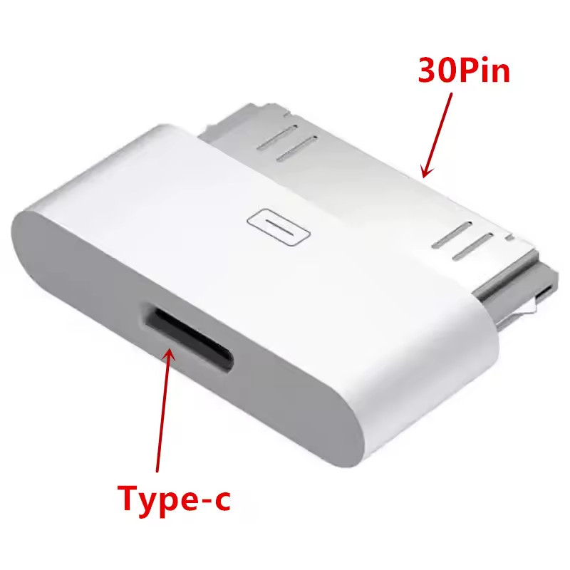 30-Pin to USB-C Charging & Data Sync Adapter Converter for iPhone 4 4S iPad