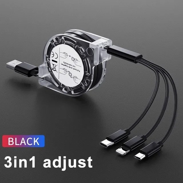 2PCS 3 in 1 Multi Fast Charging Cable Retractable Cell Phones Charger Cable USA gallery