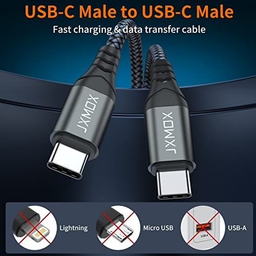 2 Pack 1FT USB-C to USB-C Cable 60W Fast Charging Type C Short Charger Cord Grey gallery