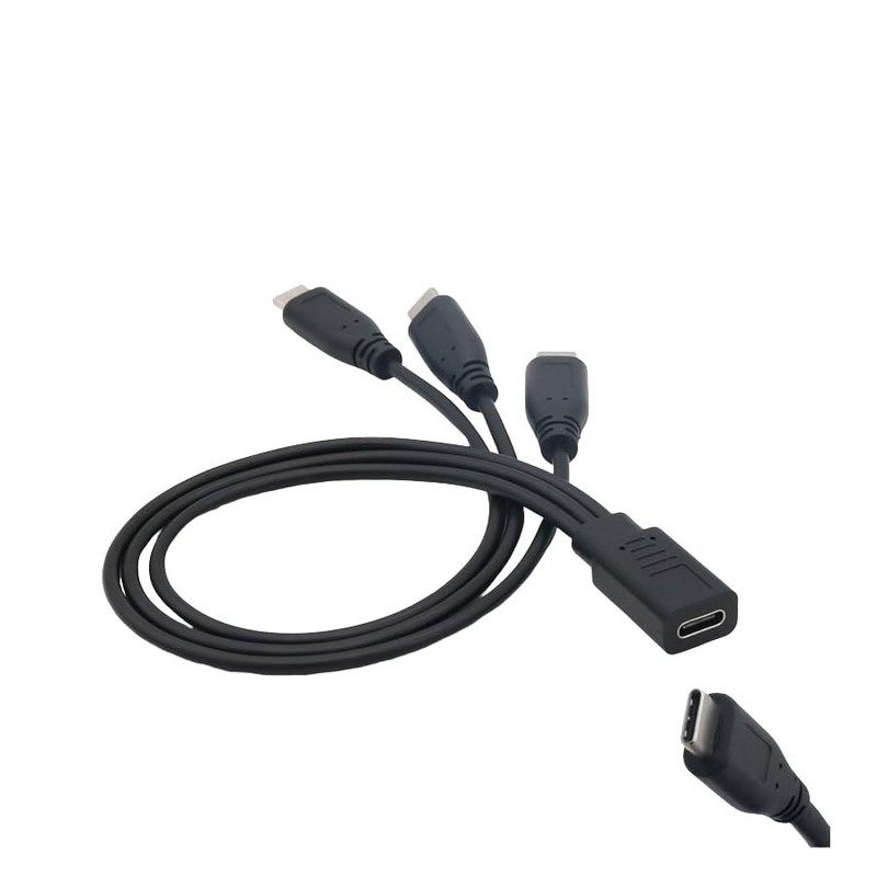 Black USB Type-C Splitter Charging Cable - Charge 3 Devices, 11.8 Inches gallery