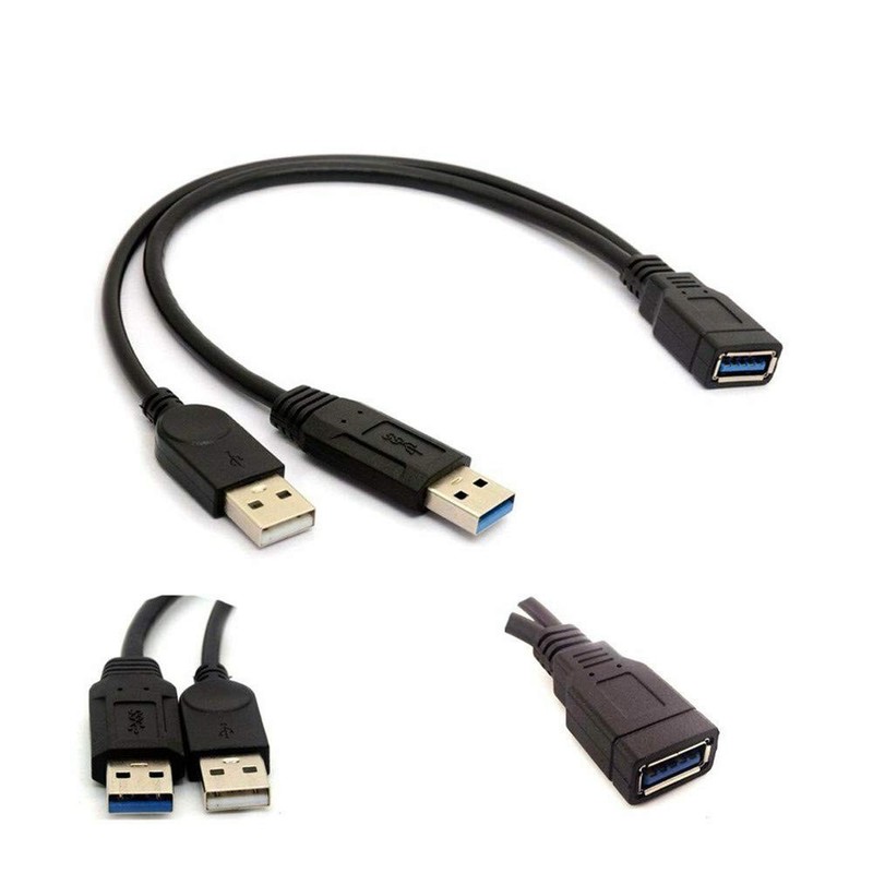 USB 3.0 Female to Dual USB Male Extra Power Data Extension Cord Adapter Split... gallery