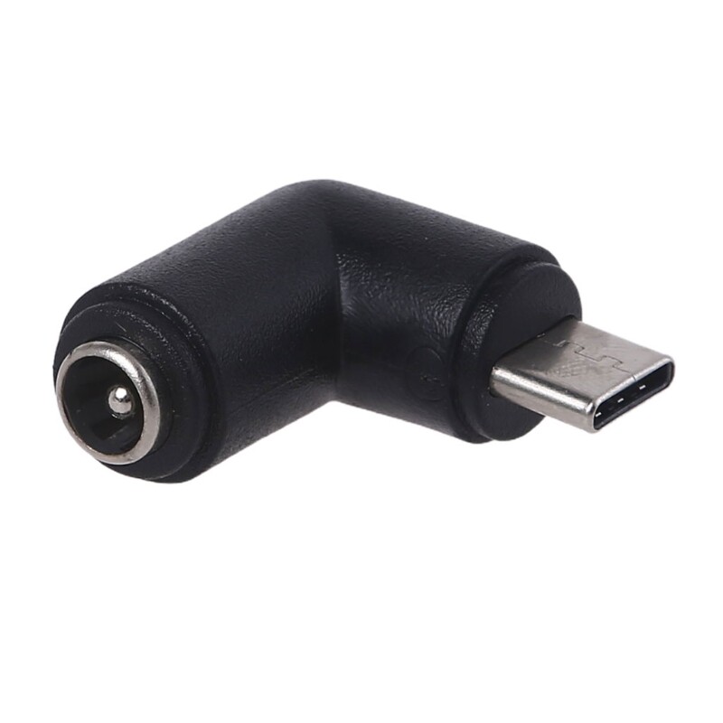 5.5x2.1mm Elbow Female to USB C Type C Male Adapter Black 90 Degree Adapter