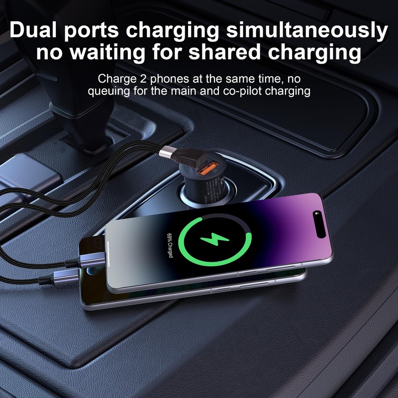 USB A To C Splitter Cable 6A Super Fast Charging Dual Type C Cord 1.2m 3.9Ft gallery