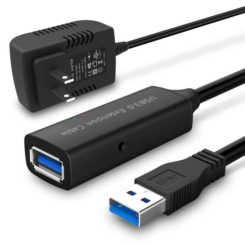 USB 3.0 Active Extension Cable 32 Feet with 5V 2A Power Adapter, USB 3.0 Exte...