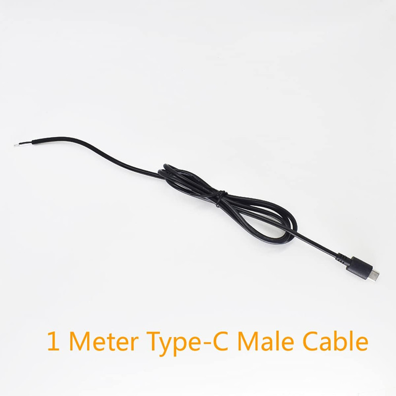 2Pack 1M/3.3Ft USB C Power Pigtail 2 Cable 22AWG 3A 12V Type C USB Male Plug to gallery