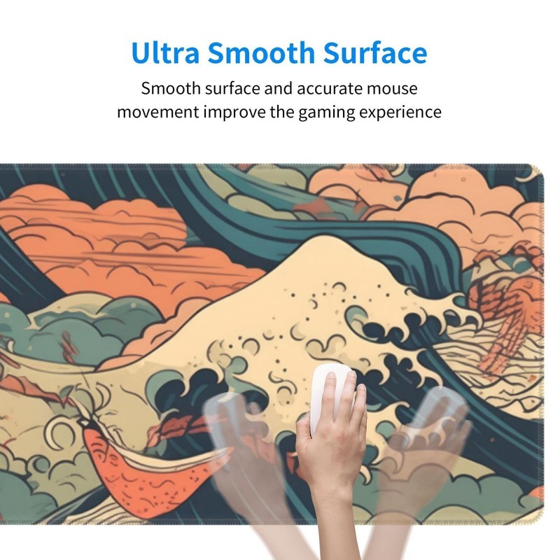 Vintage Japanese Wave Gaming Mouse Pad XL, Large Non Slip Rubber Mousepad, St... gallery