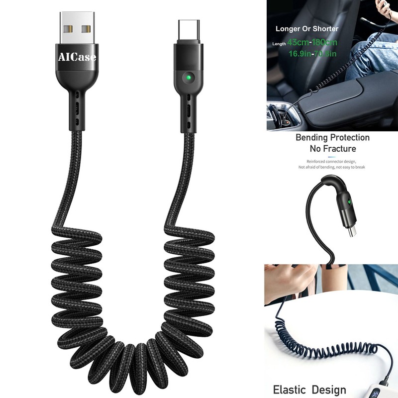 USB A to Type C Charger Cord USB C Fast Charging Cable For iPhone 15 16 Samsung