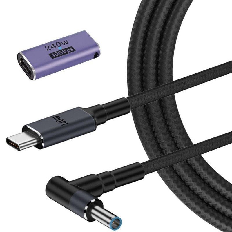 USB C to 4.5mm Smart Blue Tip Laptop Charging Cable Adapter for HP 19.5v 2.31...