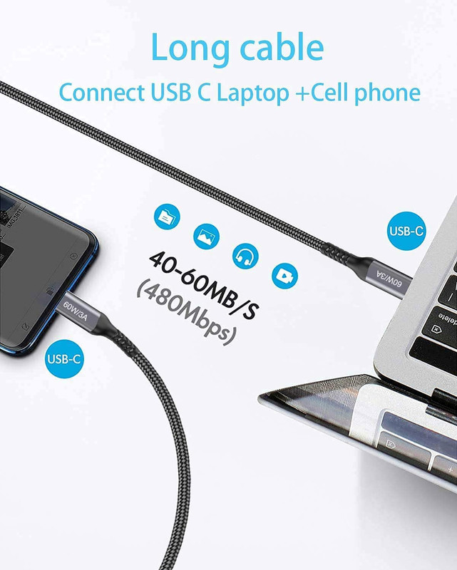 USB-C to USB-C Cable (15FT 2PACK 60W) Long Cable,Fast Charging Cord for Iphone 1 gallery
