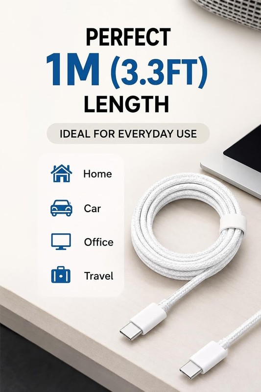USB-C 60W Fast Charging Cable, 3.3 ft, Nylon Braided gallery