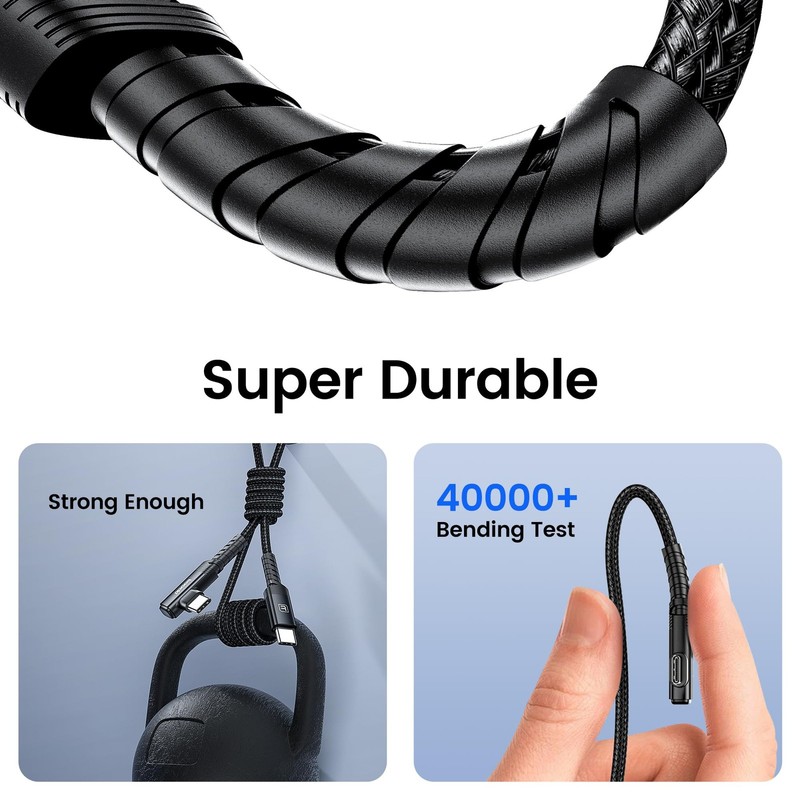 USB to USB Charger Cable(10ft, 2Pack), 60W Charging Cable Cord, Right Angle F... gallery