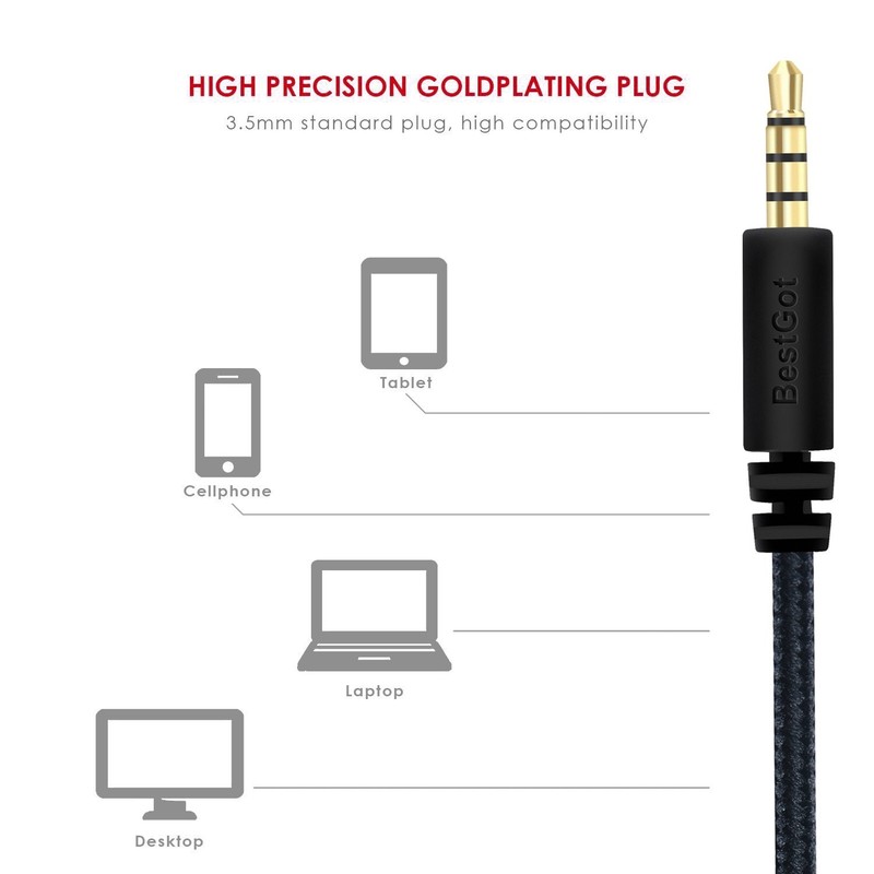 Cable de audio con control de volumen de micrófono Cable auxiliar de 3,5 mm gallery