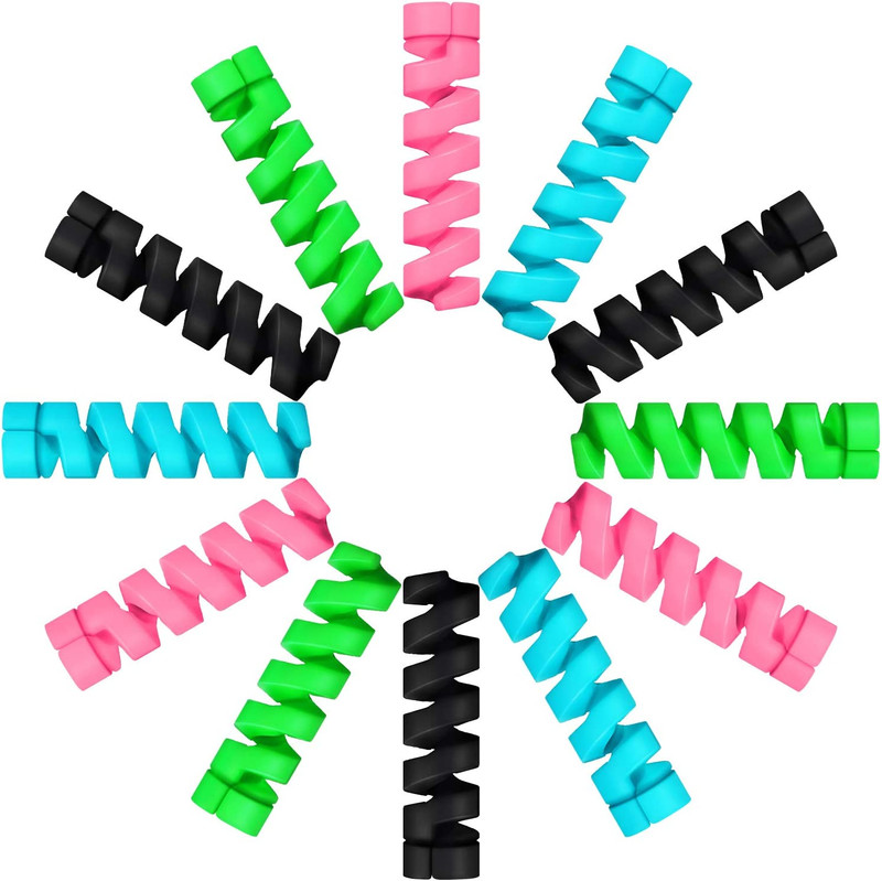 24 Pcs Charger Cable Protector,Silicone Flexible Cable Saver,Spiral USB Mouse Wi gallery