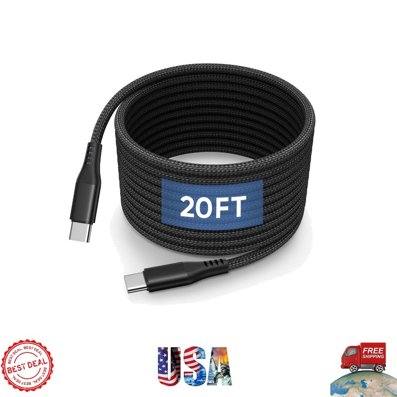 Long Lasting 20FT USB C Cable – 60W Fast Charging for iPad, Galaxy & More