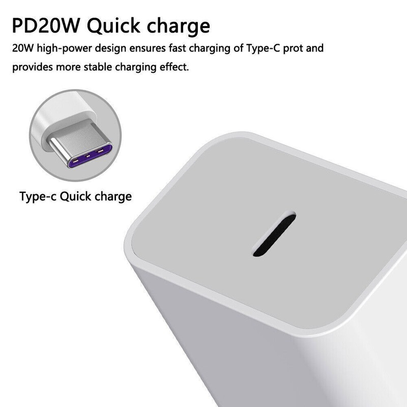 3FT USB-C Cable 20W PD Fast Charger Wall Adapter Phone for Apple 14 13 12 11 X gallery