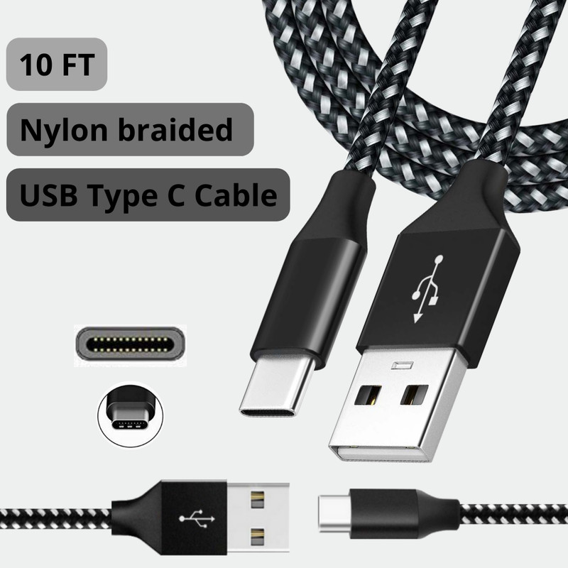 New For iPhone 15 Pro Max Samsung 10ft USB-C Fast Charger Cable Type C Cord Lot