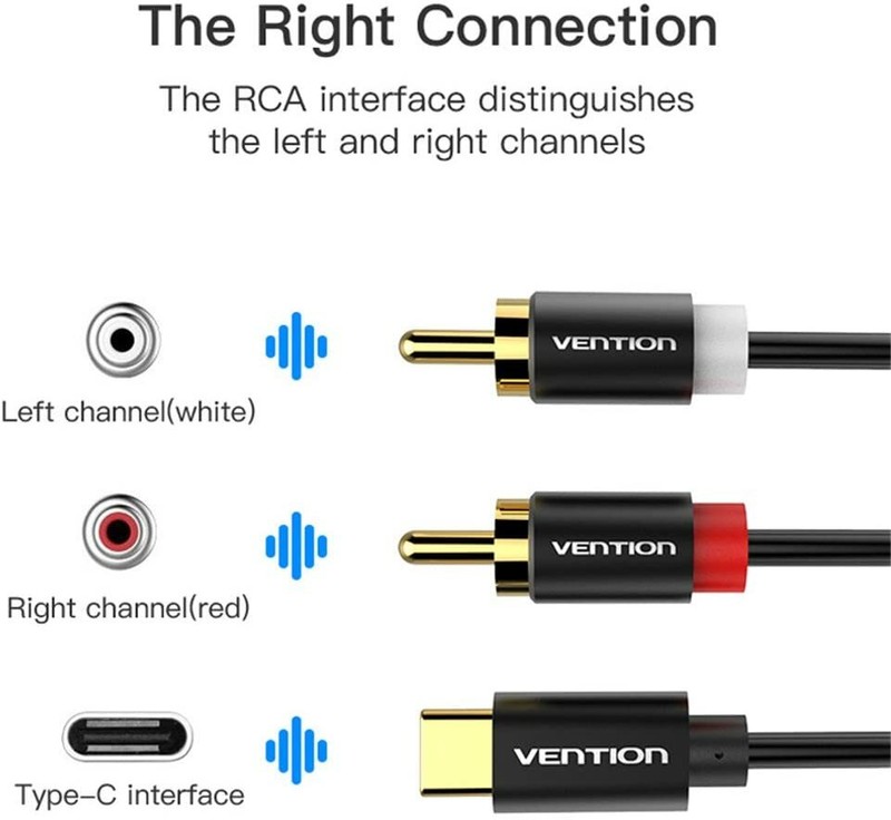Câble audio USB type C vers 2 RCA Type-C RCA Câble 2 RCA 2 RCA pour TV 1 m gallery