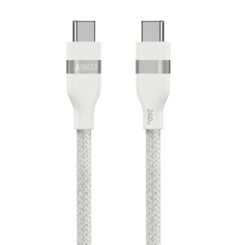 Anker A82E2 USB-C to USB-C Cable Shell White (6ft, 240W, Upcycled-Braided)