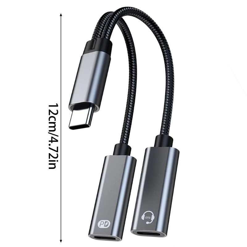 60W USB C Splitter 2 in 1 USB C to Double USB C Sound Charging Adapter Type C gallery