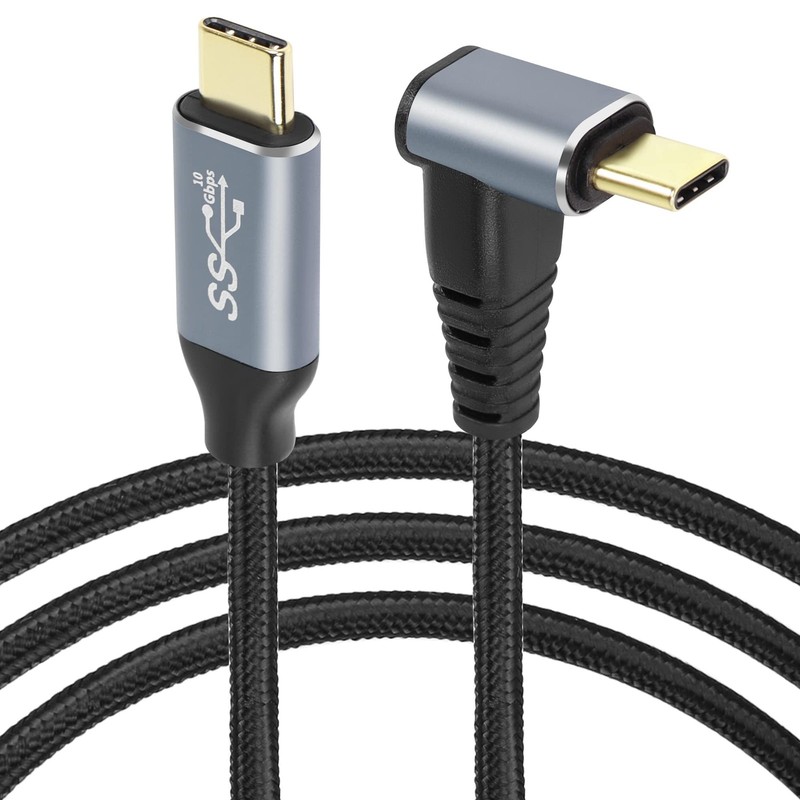 Right Angle USB C To USB C Cable 90 Degree 10Gbps 4K@60Hz PD 100W 2M