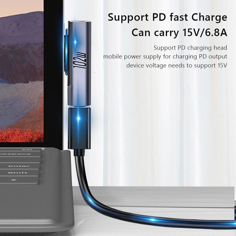 Type C PD Fast Charging Converter Charger Adapter For Microsoft Surface Black gallery